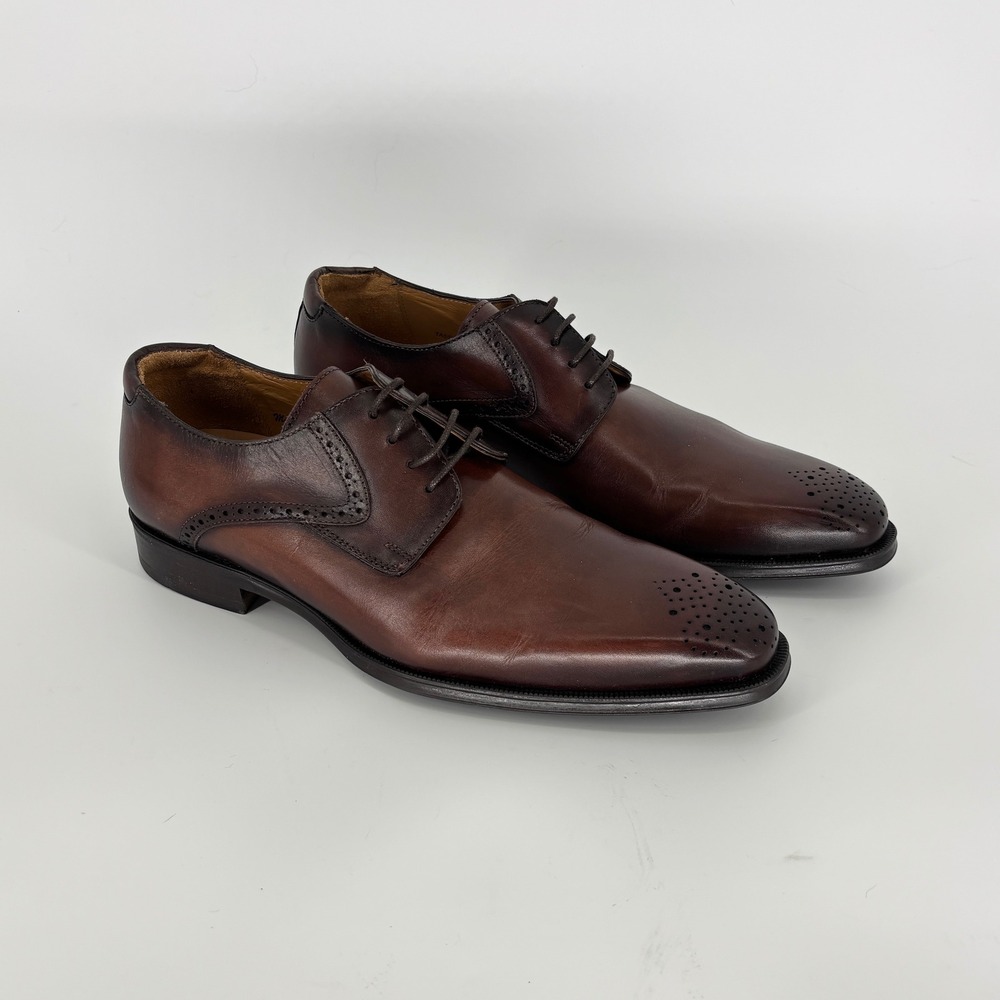 Mezlan Burnished Brown Leather Derby Oxfords